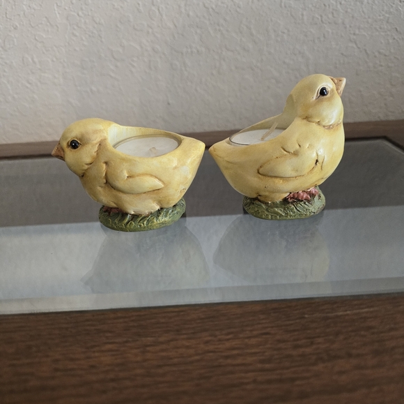 Vintage hand painted Easter Chick tea light. Set of 2. - Picture 5 of 13